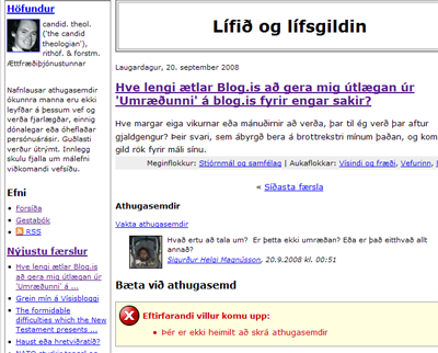 Jn Valur Jensson kvartar undan ritskoun  Moggablogginu