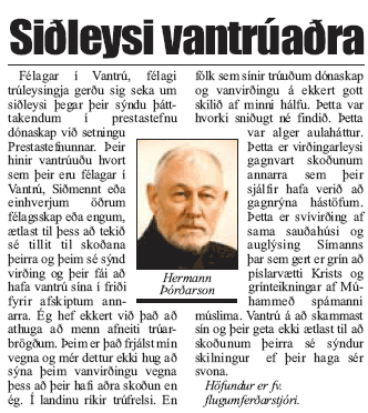 Hermann Þórðarson: Siðleysi Vantrúaðra
