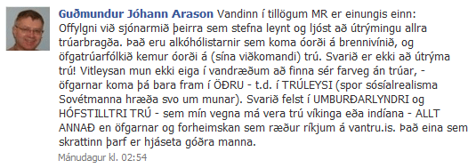 Facebook athugasemd fr Gumundi Jhanni Arasyni